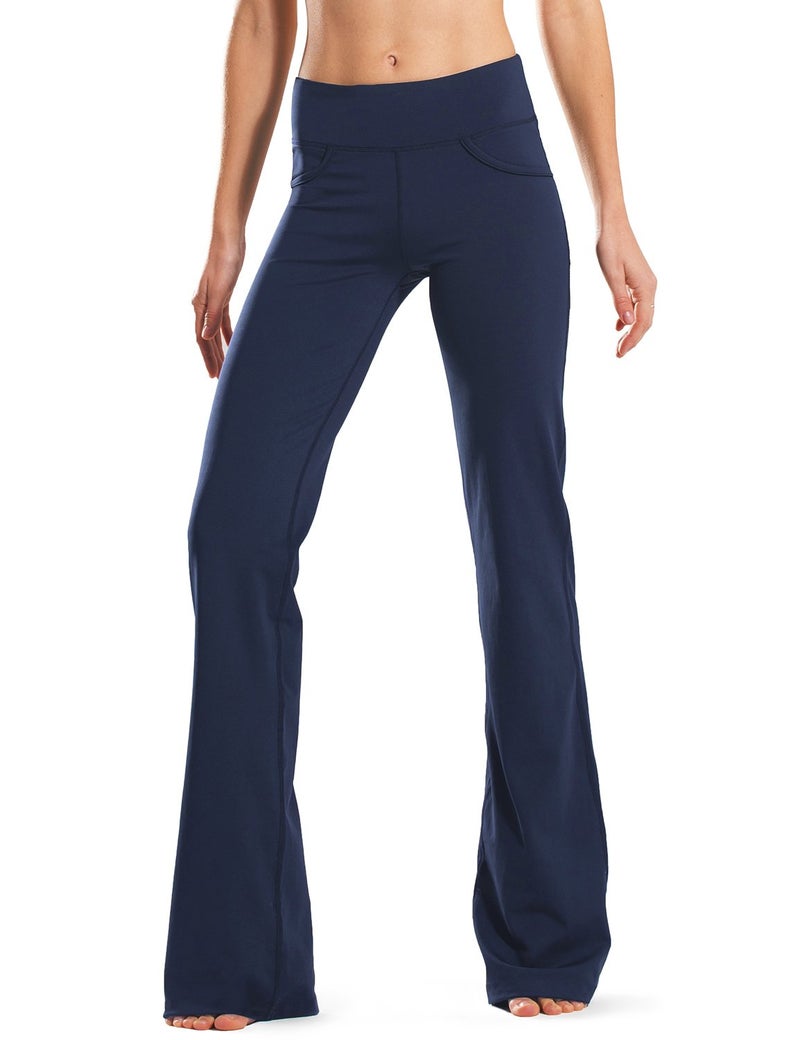 Safort 28" 30" 32" 34" Inseam Regular Tall Bootcut Yoga Pants, 4 Pockets, UPF50+, Blue, L - Image 1